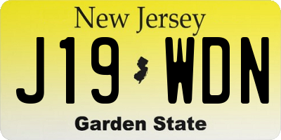 NJ license plate J19WDN