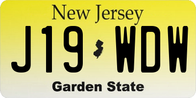 NJ license plate J19WDW