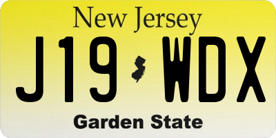 NJ license plate J19WDX