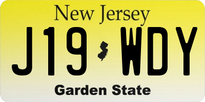 NJ license plate J19WDY