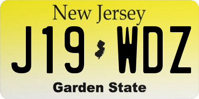 NJ license plate J19WDZ