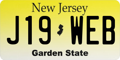 NJ license plate J19WEB
