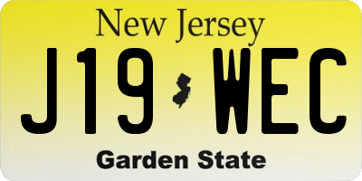 NJ license plate J19WEC