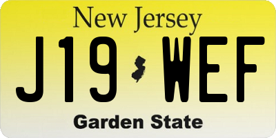 NJ license plate J19WEF