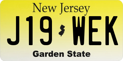 NJ license plate J19WEK