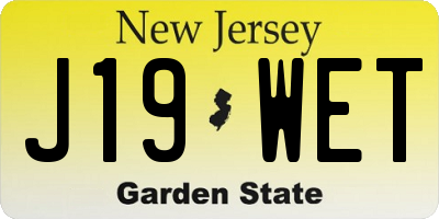 NJ license plate J19WET