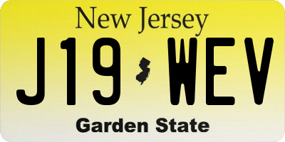 NJ license plate J19WEV