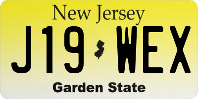 NJ license plate J19WEX