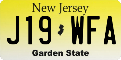 NJ license plate J19WFA