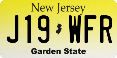 NJ license plate J19WFR