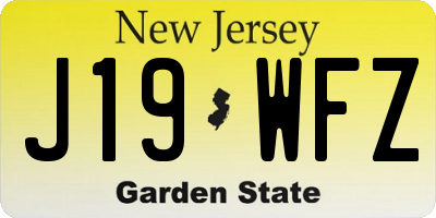 NJ license plate J19WFZ