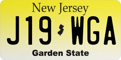 NJ license plate J19WGA