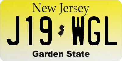 NJ license plate J19WGL