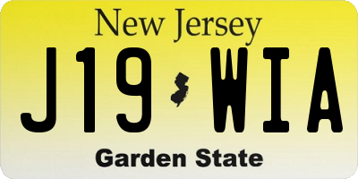 NJ license plate J19WIA