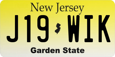 NJ license plate J19WIK