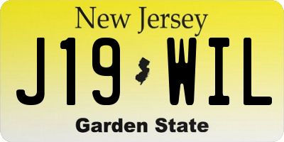NJ license plate J19WIL