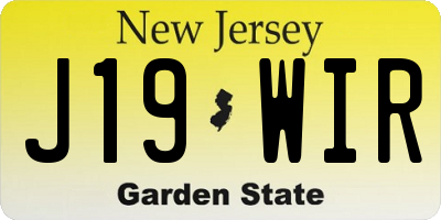 NJ license plate J19WIR