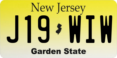 NJ license plate J19WIW