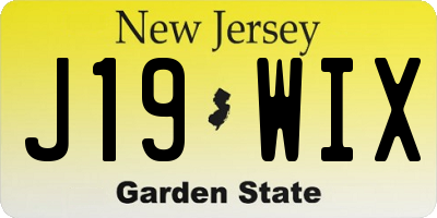 NJ license plate J19WIX