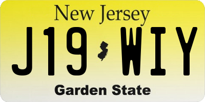 NJ license plate J19WIY