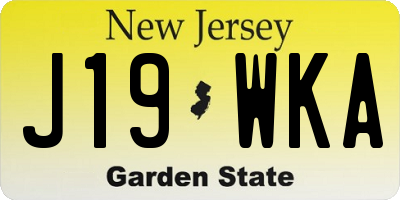 NJ license plate J19WKA