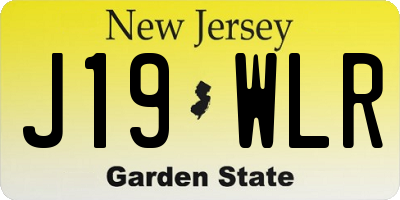 NJ license plate J19WLR