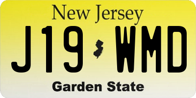 NJ license plate J19WMD