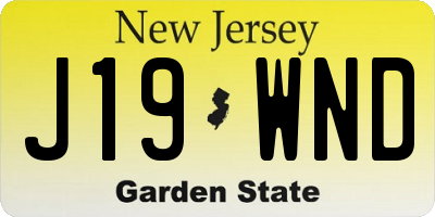NJ license plate J19WND
