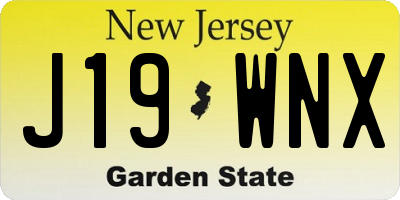 NJ license plate J19WNX