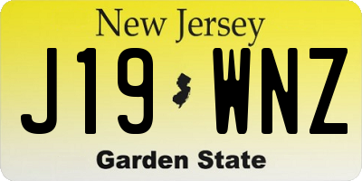 NJ license plate J19WNZ