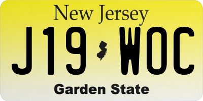 NJ license plate J19WOC