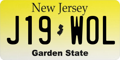 NJ license plate J19WOL