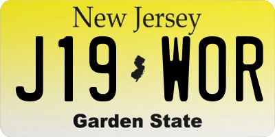 NJ license plate J19WOR