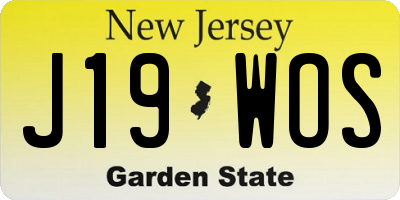 NJ license plate J19WOS