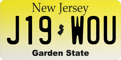 NJ license plate J19WOU