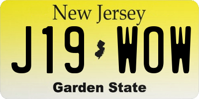 NJ license plate J19WOW