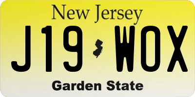 NJ license plate J19WOX