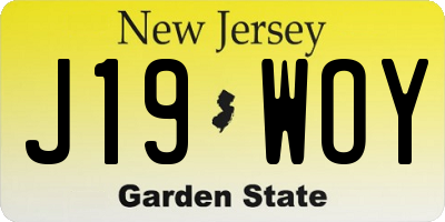 NJ license plate J19WOY