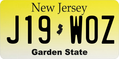 NJ license plate J19WOZ