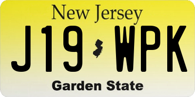 NJ license plate J19WPK