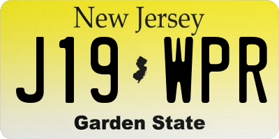 NJ license plate J19WPR