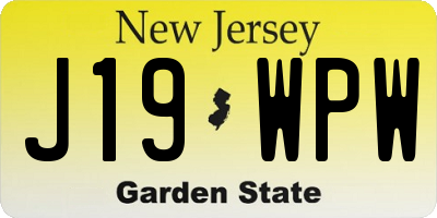 NJ license plate J19WPW
