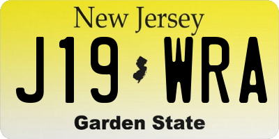 NJ license plate J19WRA