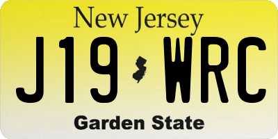 NJ license plate J19WRC