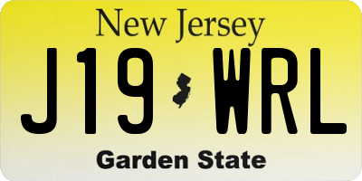 NJ license plate J19WRL