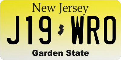 NJ license plate J19WRO