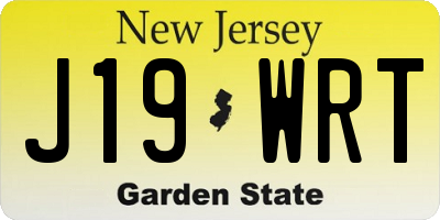 NJ license plate J19WRT