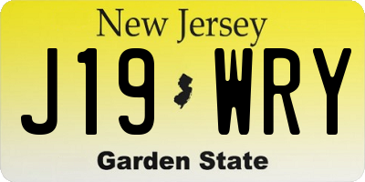 NJ license plate J19WRY
