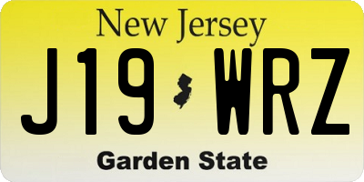NJ license plate J19WRZ