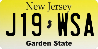 NJ license plate J19WSA